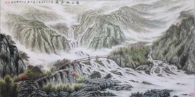 黄展时作品《溪山幽居图》  规格：133x67cm